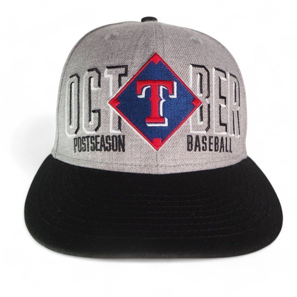 New Era 9FIFTY Texas Rangers October Post Season Snapback Baseball Hat Grey OS